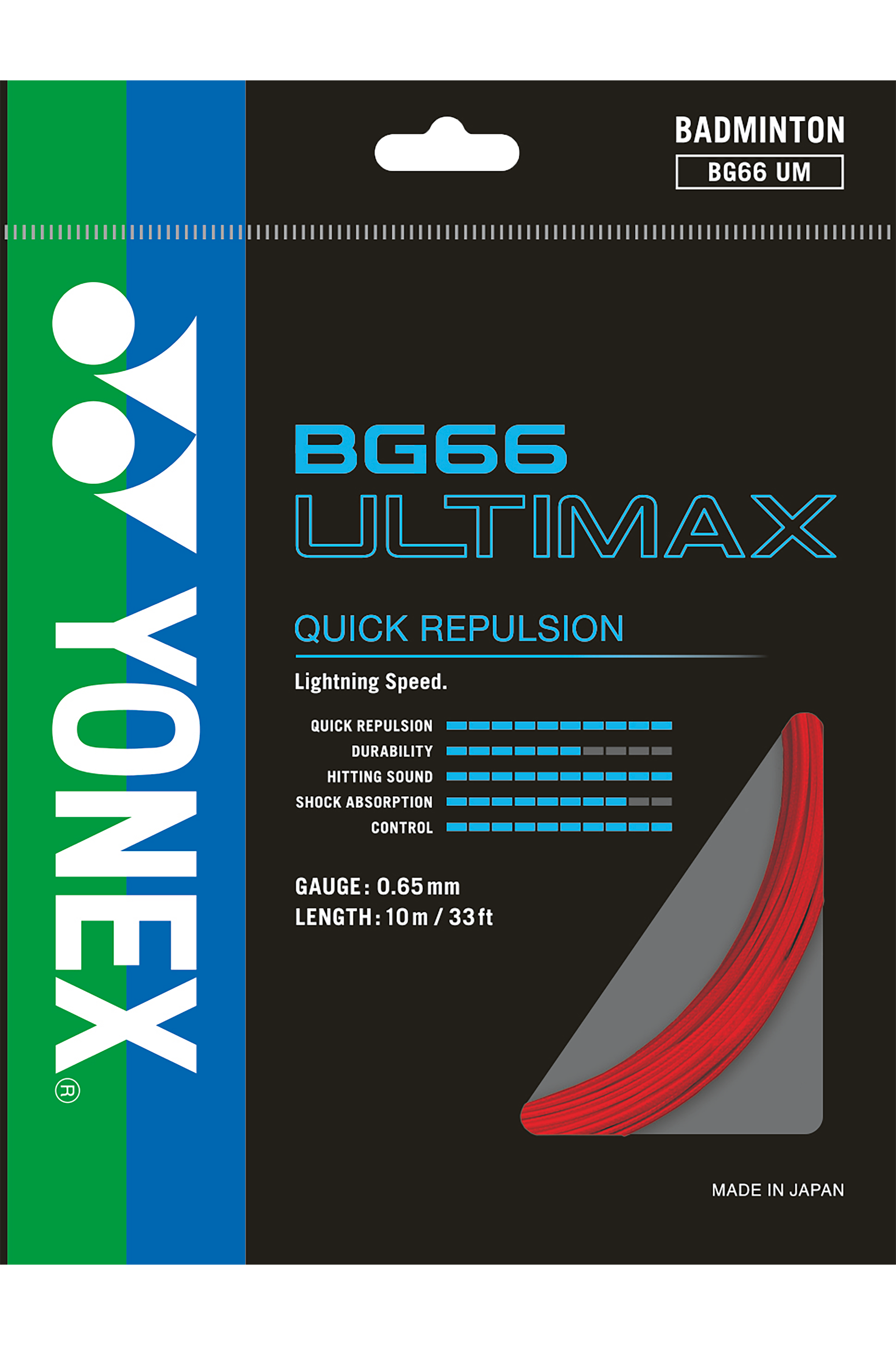 YELLOW Made in Japan BG 66 UM 10 Packs  YONEX Badminton String BG66 Ultimax 